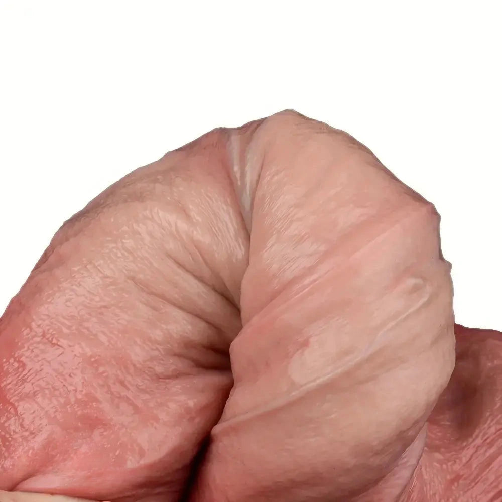 7.68in Soft Liquid Silicone Double-Layered Penis Simulator Dildo With Base