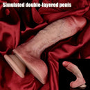 7.68in Soft Liquid Silicone Double-Layered Penis Simulator Dildo With Base