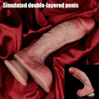 7.68in Soft Liquid Silicone Double-Layered Penis Simulator Dildo With Base