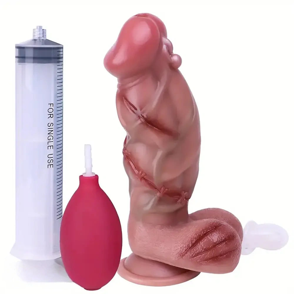 7.68in Soft Silicone Ejaculation Dildo Odd Design For Women Sex