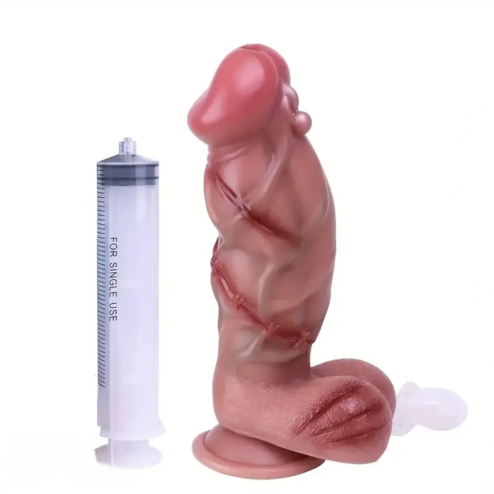 7.68in Soft Silicone Ejaculation Dildo Odd Design For Women Sex