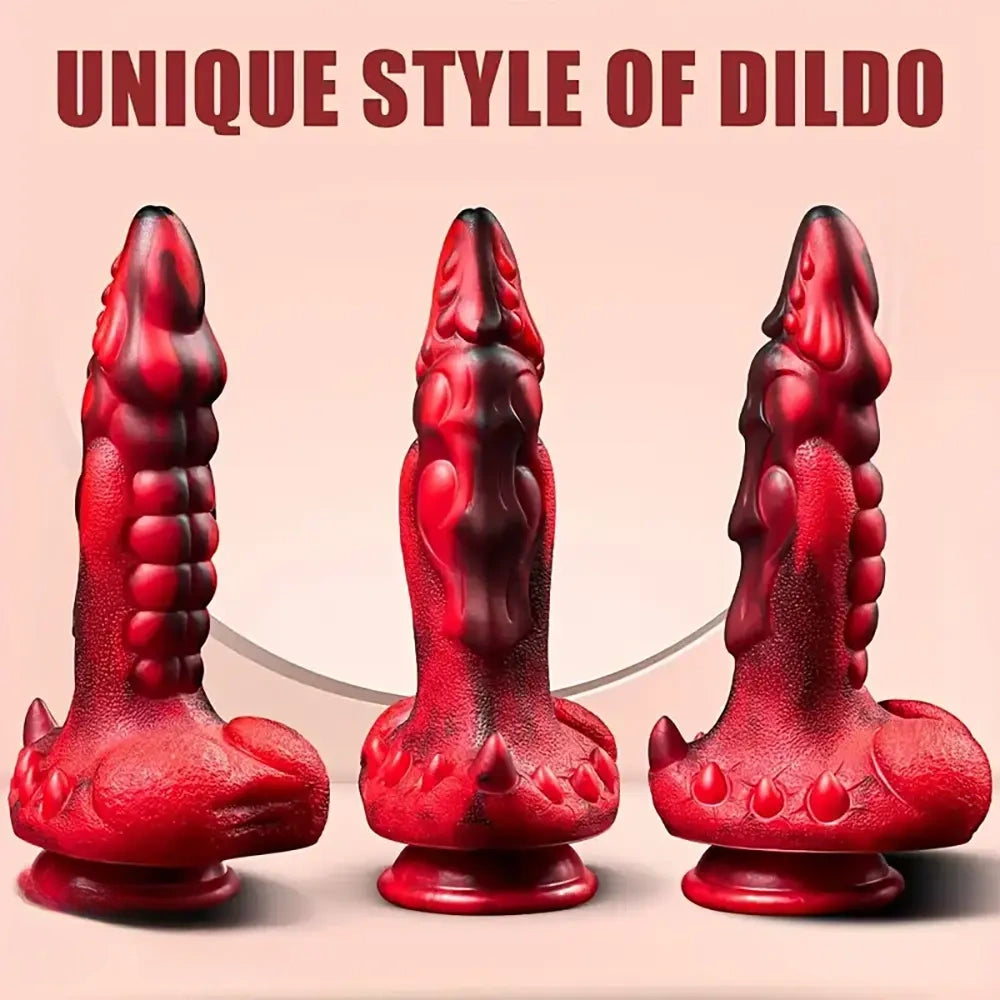 7.68in Telescopic Heating Vibrating Dragon Silicone Soft Auto Odd Dildo