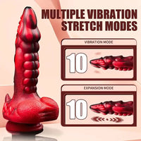 7.68in Telescopic Heating Vibrating Dragon Silicone Soft Auto Odd Dildo