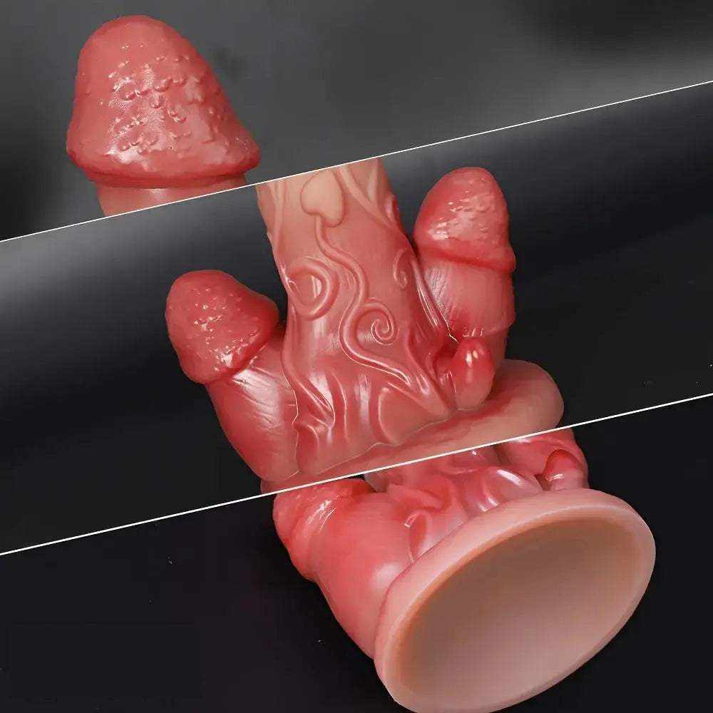 7.68in Three-Head Male Female Silicone Dildo Texture For G-Spot Stimulation