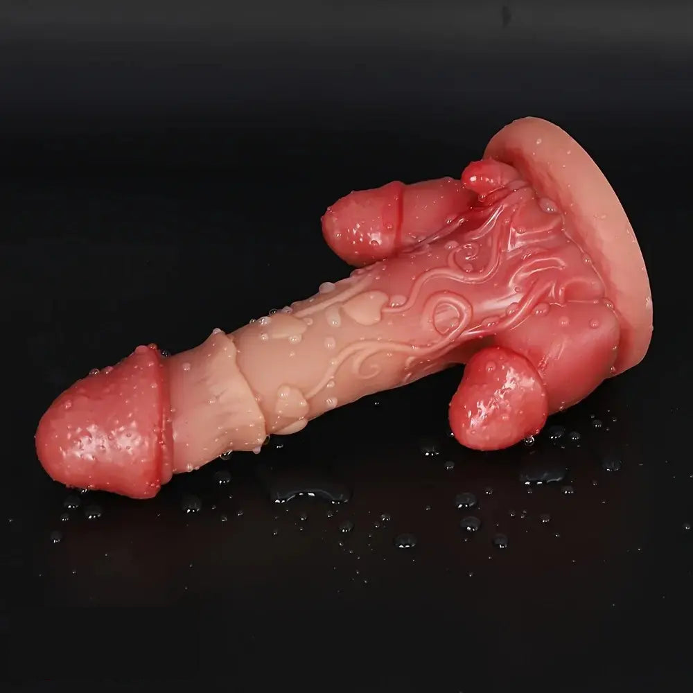 7.68in Three-Head Male Female Silicone Dildo Texture For G-Spot Stimulation