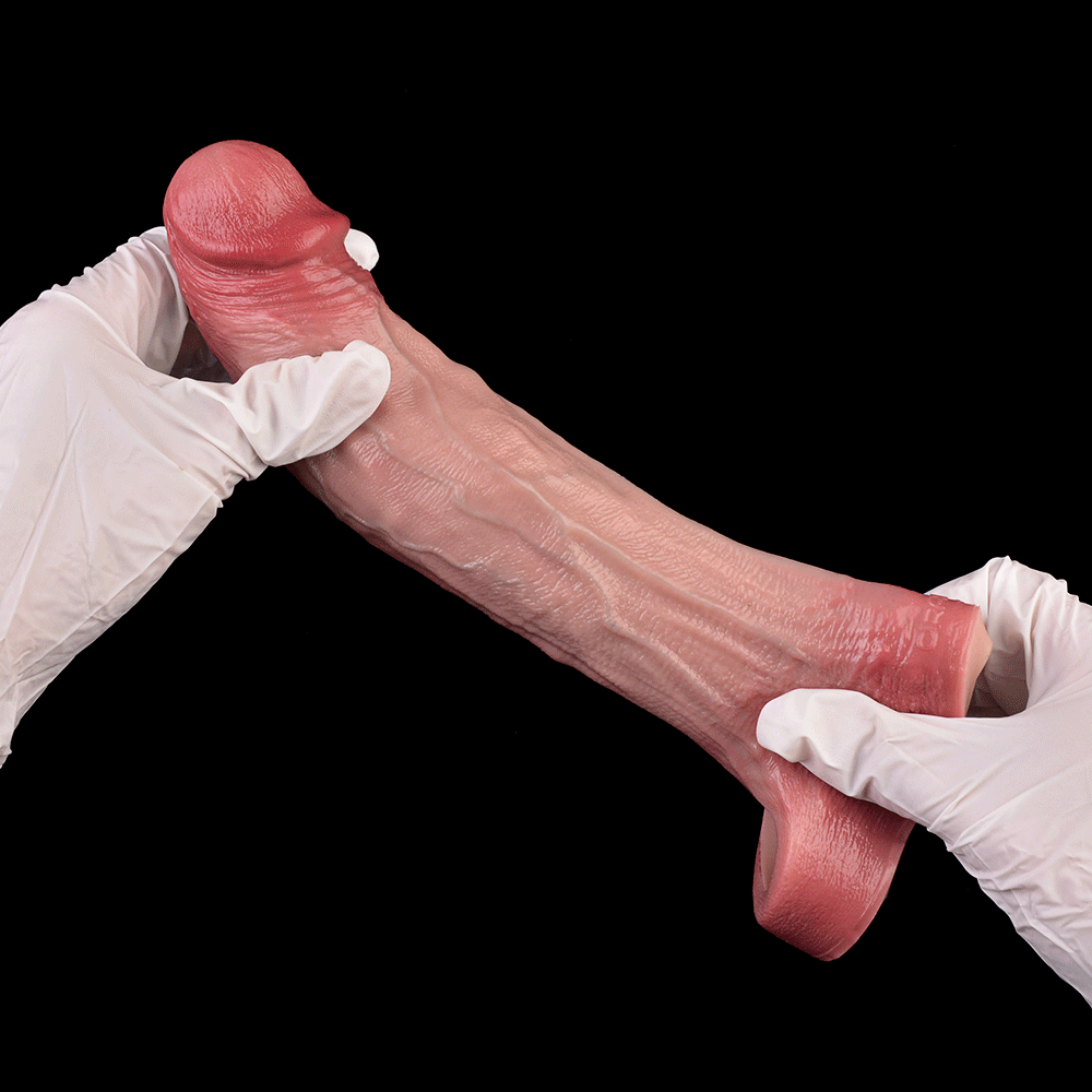 7.68in Vibrating Real Automatic Silicone Hollow Dildo Sleeve Cock Extender