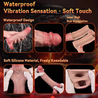 7.68in Vibrating Real Automatic Silicone Hollow Dildo Sleeve Cock Extender