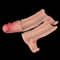 7.68in Vibrating Real Automatic Silicone Hollow Dildo Sleeve Cock Extender