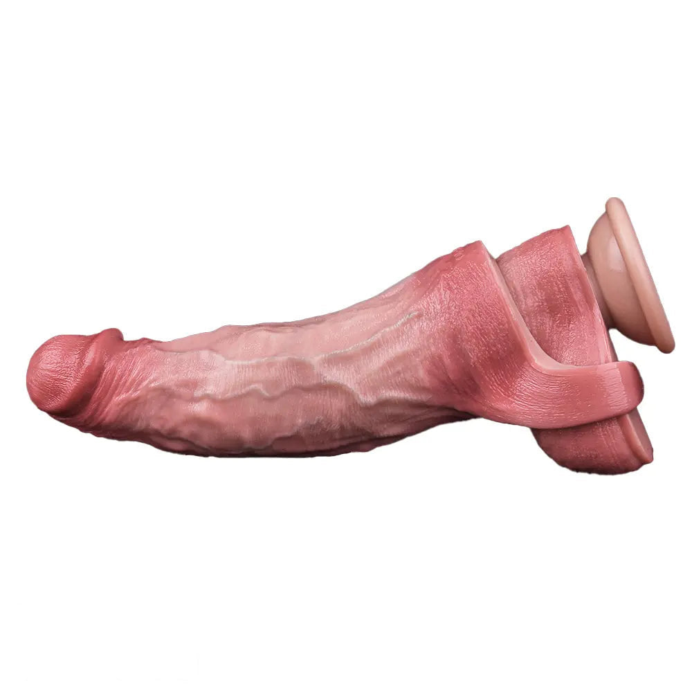 7.68in Vibrating Real Automatic Silicone Hollow Dildo Sleeve Cock Extender