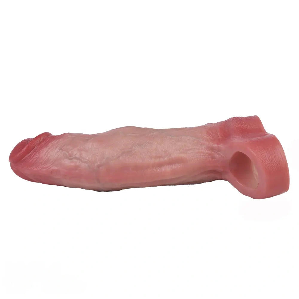 7.68in Vibrating Real Automatic Silicone Hollow Dildo Sleeve Cock Extender