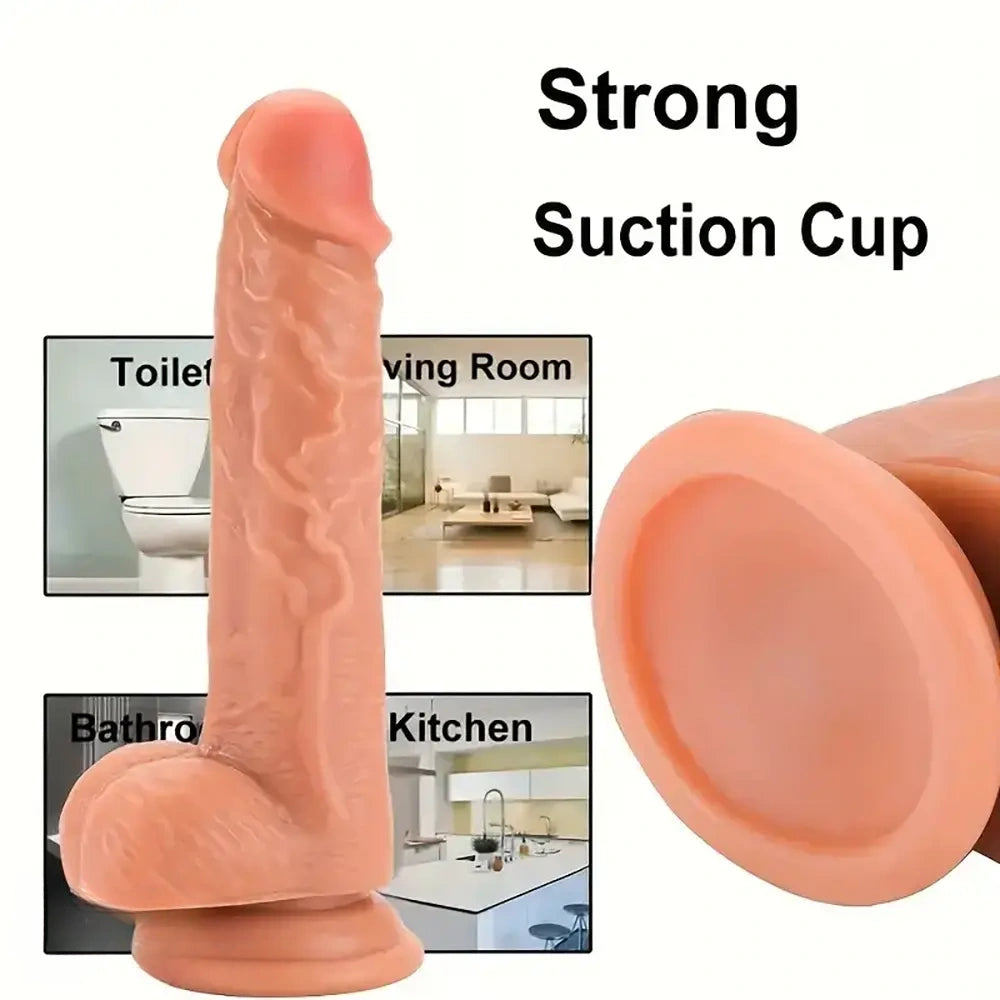 7.69in Lifelike Veins Hands-Free G-Spot Stimulation Dildo Anal Toy