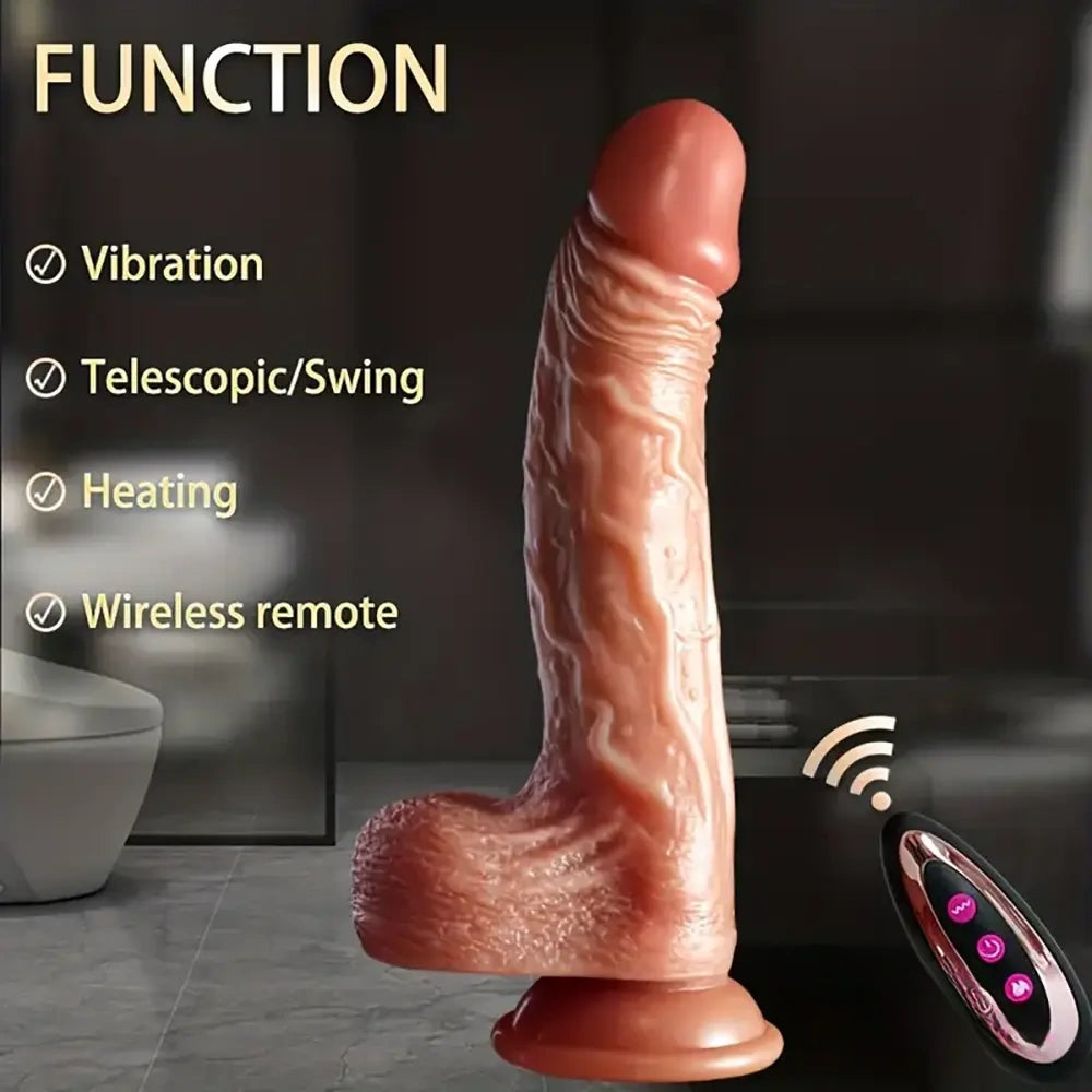 7.6in 8.66in Swing Vibrating Thrusting Big Silicone Soft Heated Dildo