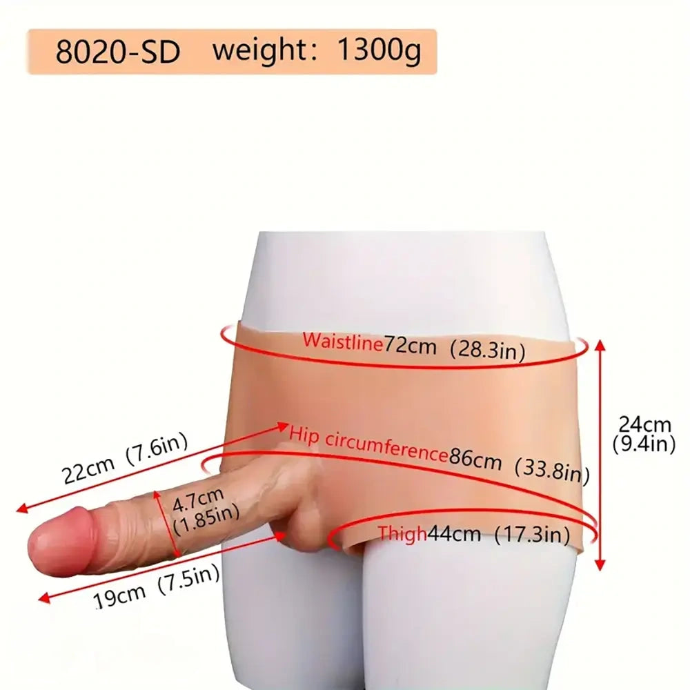 7.6in 9in Realistic Silicone Solid Penis Stretchable Foreskin Dildo Panty