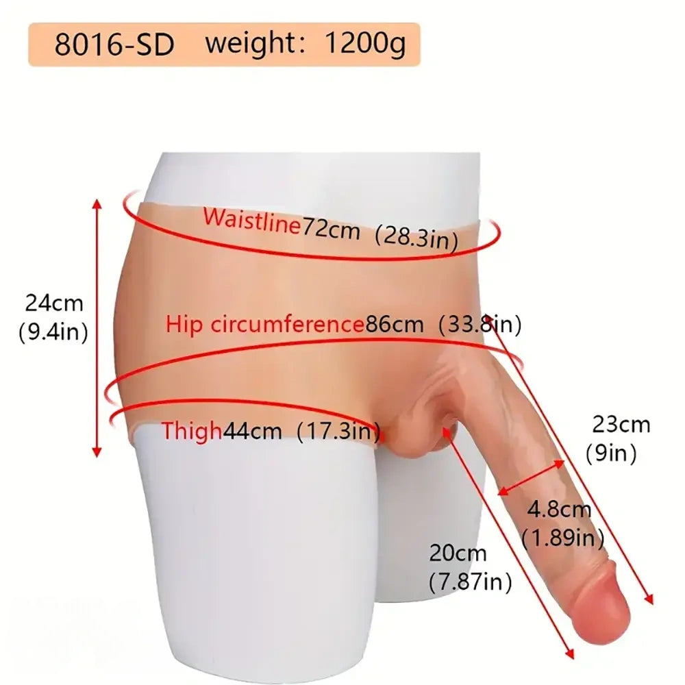 7.6in 9in Realistic Silicone Solid Penis Stretchable Foreskin Dildo Panty