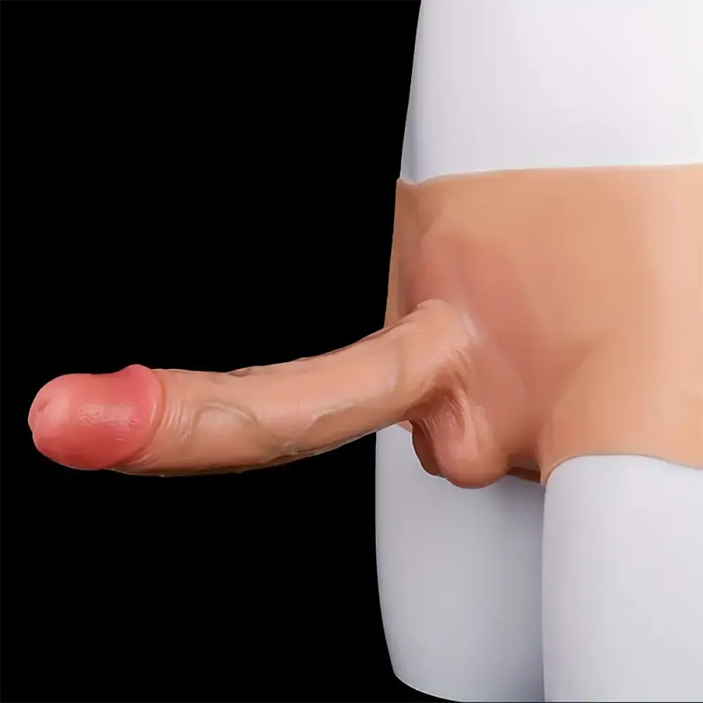 7.6in 9in Realistic Silicone Solid Penis Stretchable Foreskin Dildo Panty