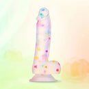 7.6in Colorful Jelly-Shaped Dildo Liquid Silicone Confetti soft Dildo