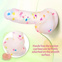7.6in Colorful Jelly-Shaped Dildo Liquid Silicone Confetti soft Dildo