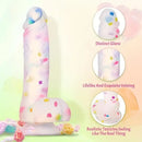 7.6in Colorful Jelly-Shaped Dildo Liquid Silicone Confetti soft Dildo