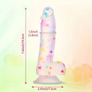 7.6in Colorful Jelly-Shaped Dildo Liquid Silicone Confetti soft Dildo