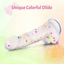 7.6in Colorful Jelly-Shaped Dildo Liquid Silicone Confetti soft Dildo