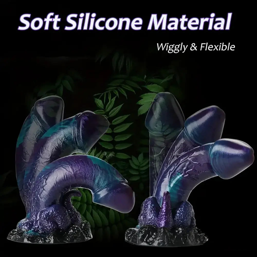 7.6in Dragon Fantasy Silicone Anal Monster Dildo With Tentacle Suction Cup