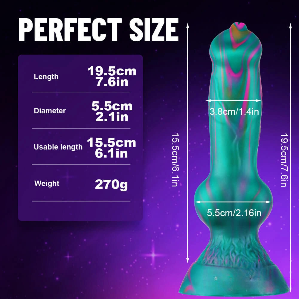 7.6in Flesh Feeling Dog Animal Makeup Dildo Multiple Colors Adult Toy