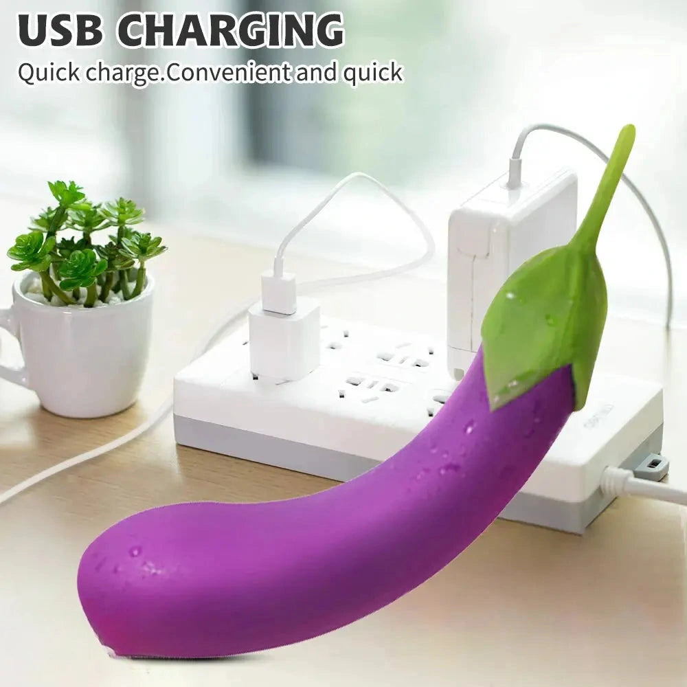 7.72in Eggplant G Spot Vibrator 7 Vibrating Modes Automatic Dildo