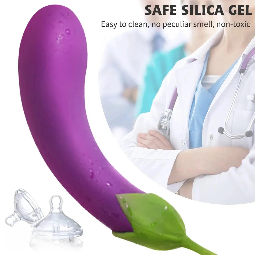 7.72in Eggplant G Spot Vibrator 7 Vibrating Modes Automatic Dildo