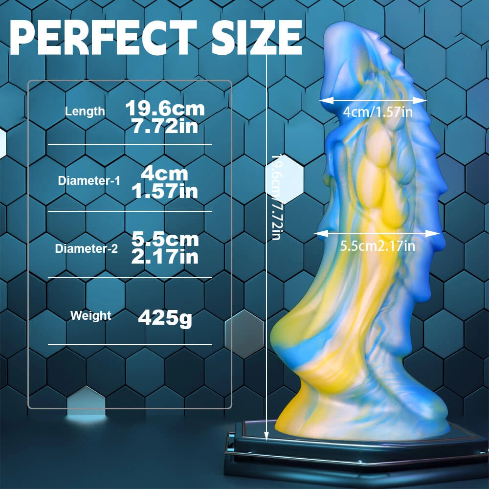 7.72in Ombre Dragon Dildo Silicone Fantasy Penis For Females