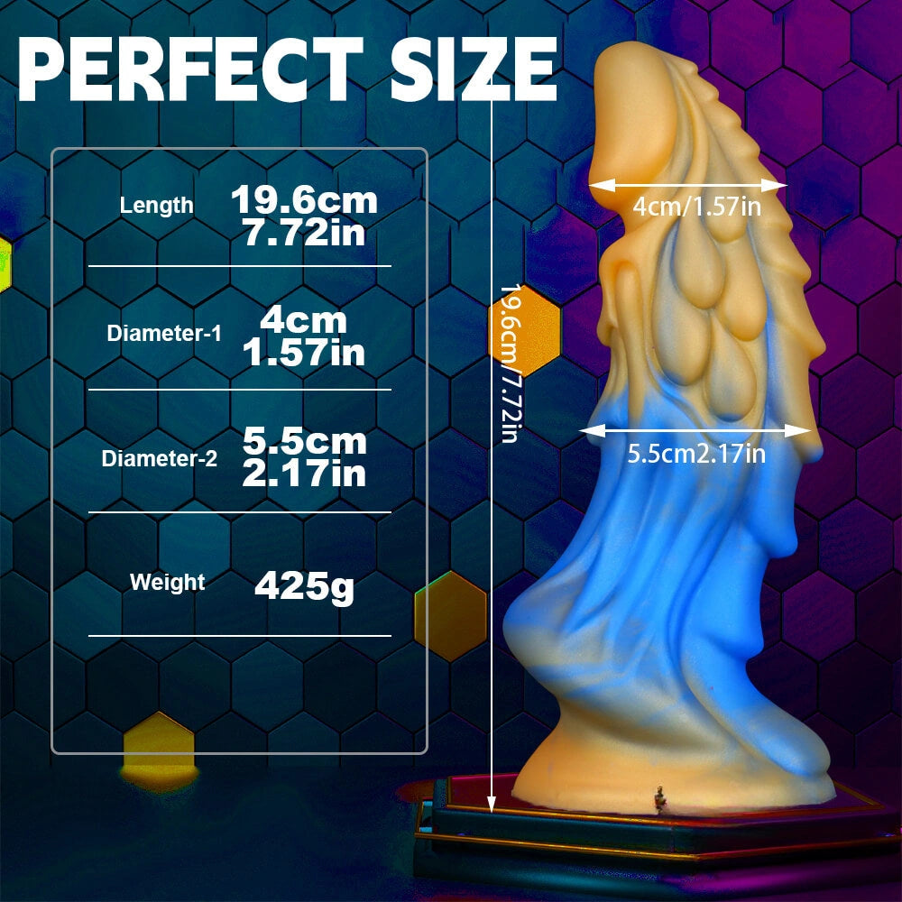 7.72in Ombre Dragon Dildo Silicone Fantasy Penis For Females