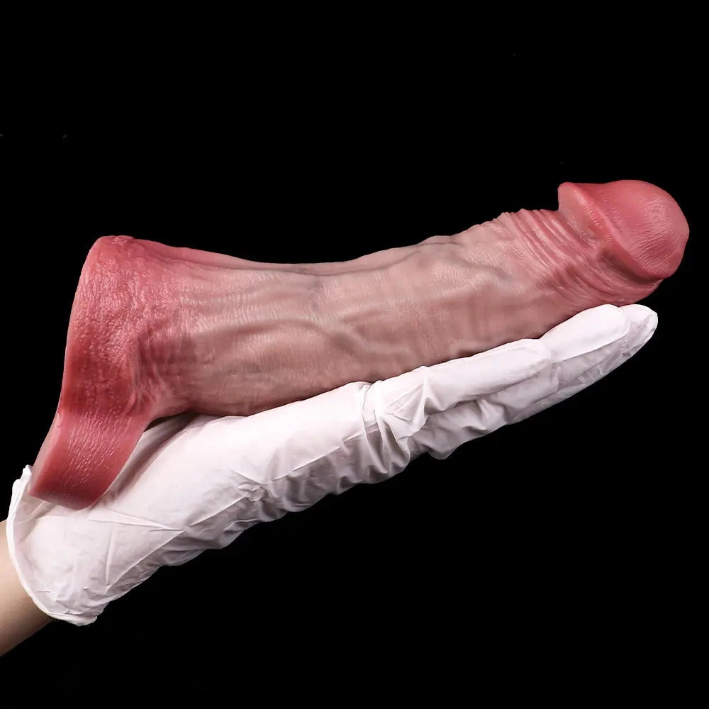 7.72in Real Blue Veins Hollow Dildo Cock Sleeve With Cock Ring For Cock