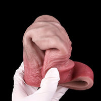 7.72in Real Blue Veins Hollow Dildo Cock Sleeve With Cock Ring For Cock