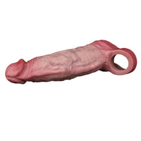 7.72in Real Blue Veins Hollow Dildo Cock Sleeve With Cock Ring For Cock