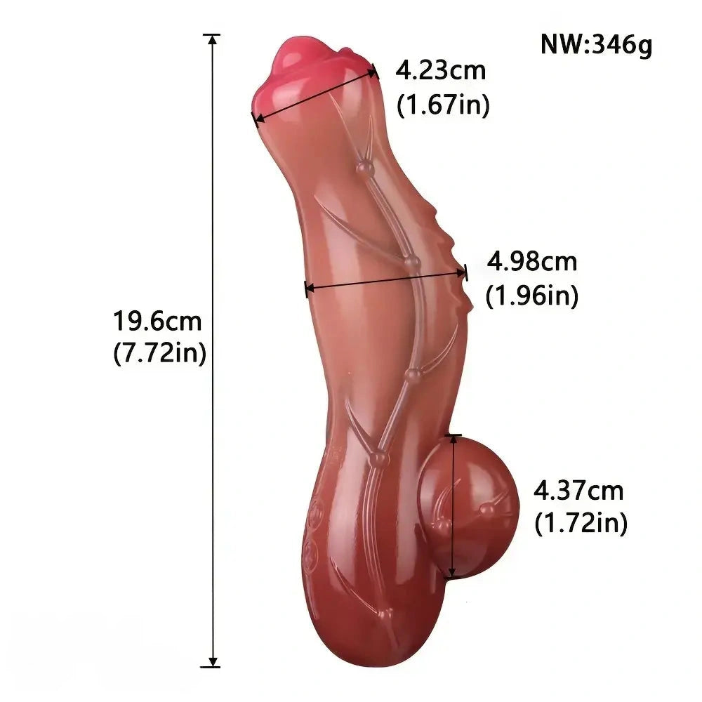 7.72in Realistic Dog Penis Anal Toy Liquid Silicone New Design Handle Dildo