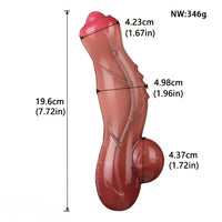 7.72in Realistic Dog Penis Anal Toy Liquid Silicone New Design Handle Dildo