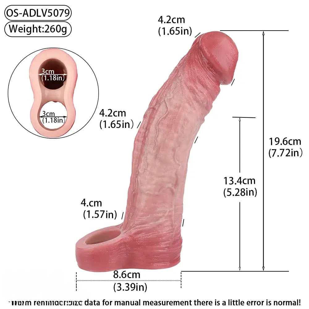 7.72in Realistic Penis Cock Dildo Sleeve Extender G-spot Vagina Stimulating