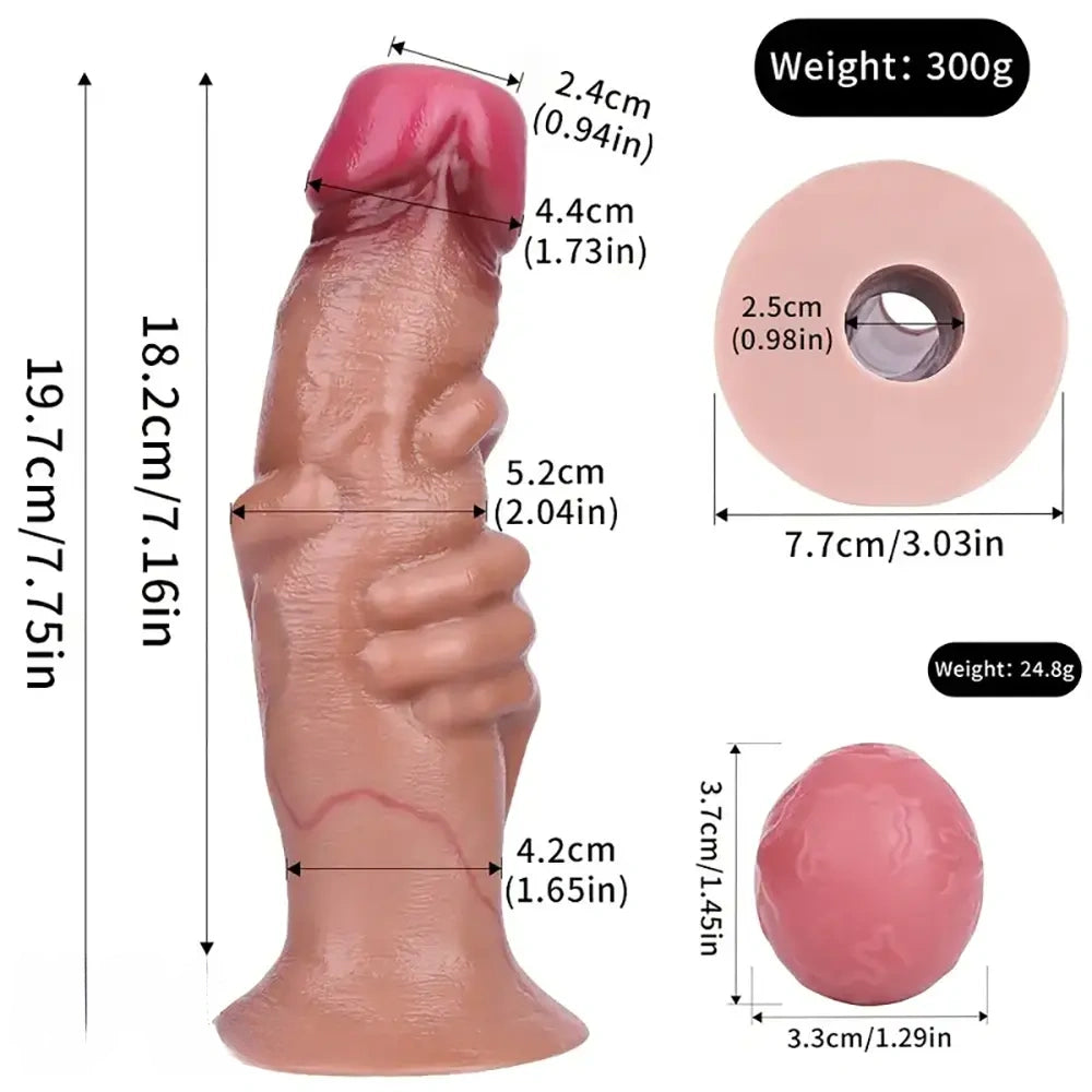 7.75in Inflatable Hollow Ovipositor Lay Eggs Silicone Vaginal Balls Dildo