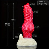 7.75in Monster Big Horse Penis Knot Silicone Soft Animal Fantasy Dildo