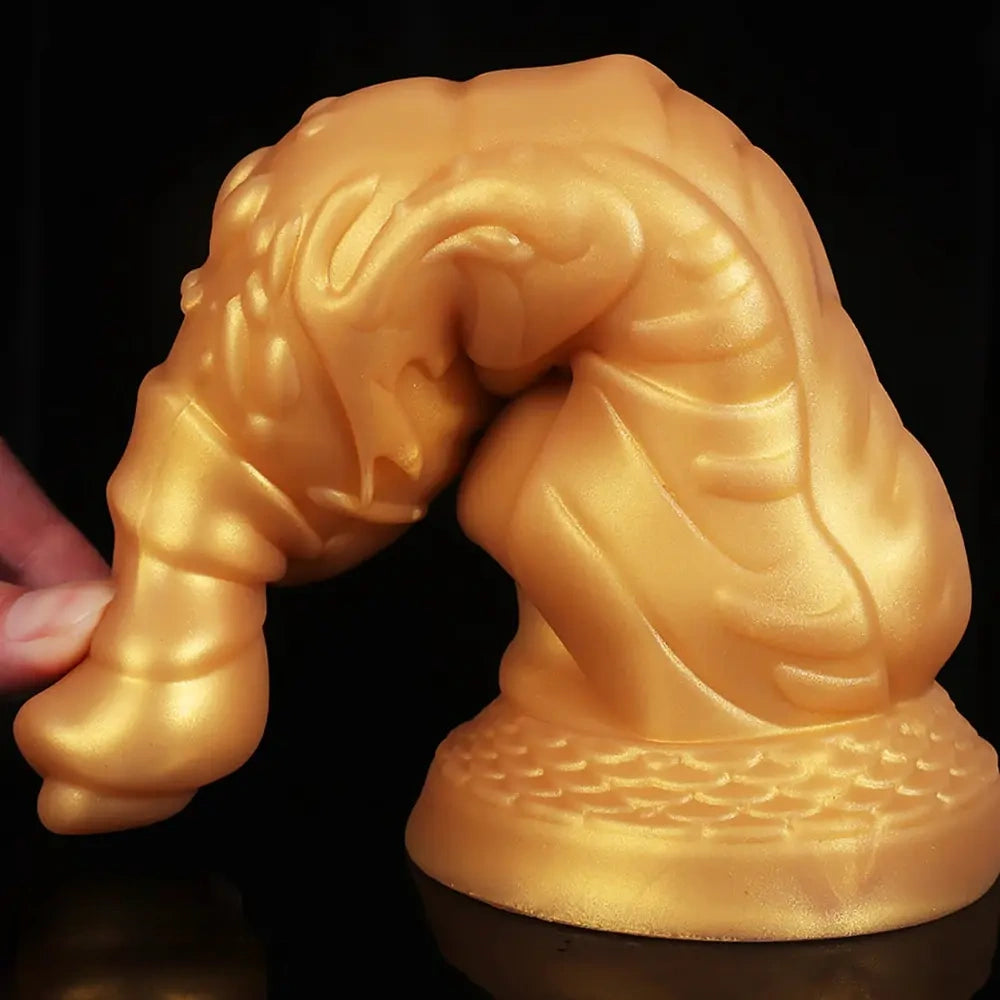 7.75in Monster Golden Dragon Fantasy Dildo For Women Sex Orgasm