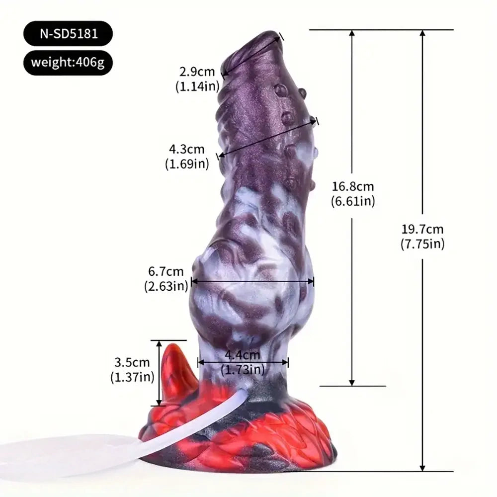 7.75in Realistic Animal Knot Spiked Dildo With Squirting Function