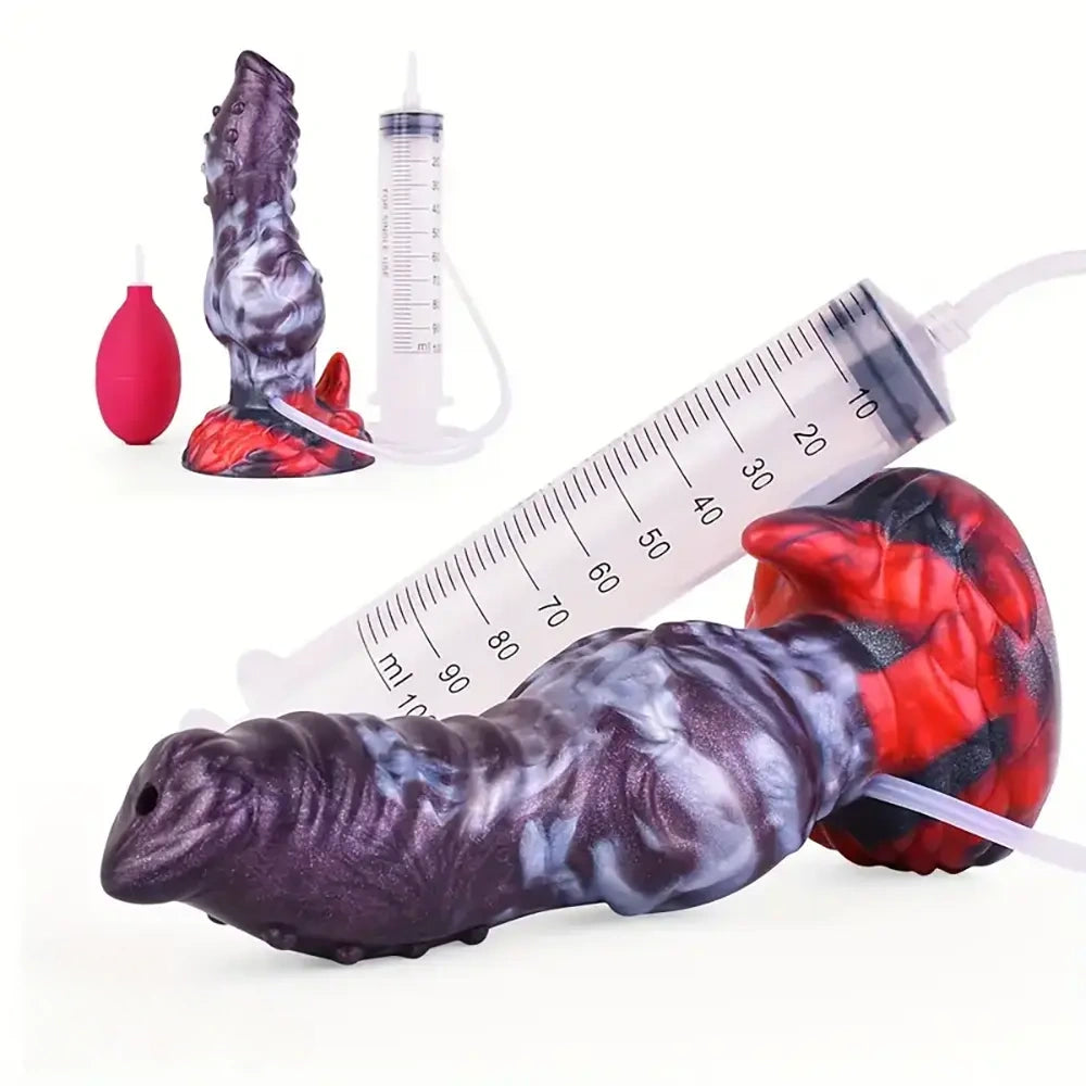 7.75in Realistic Animal Knot Spiked Dildo With Squirting Function