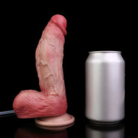7.76in Flesh Lifelike Liquid Silicone Double Layer Realistic Cumming Dildo