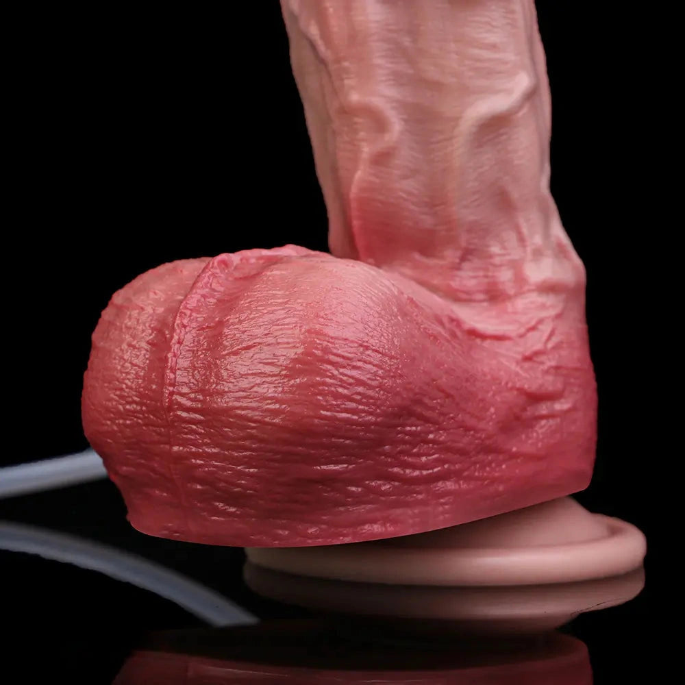 7.76in Flesh Lifelike Liquid Silicone Double Layer Realistic Cumming Dildo