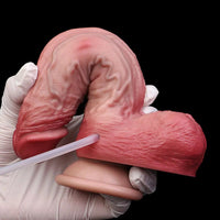 7.76in Flesh Lifelike Liquid Silicone Double Layer Realistic Cumming Dildo