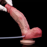 7.76in Flesh Lifelike Liquid Silicone Double Layer Realistic Cumming Dildo