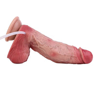 7.76in Flesh Lifelike Liquid Silicone Double Layer Realistic Cumming Dildo