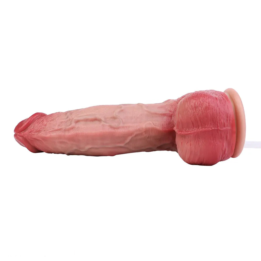 7.76in Flesh Lifelike Liquid Silicone Double Layer Realistic Cumming Dildo