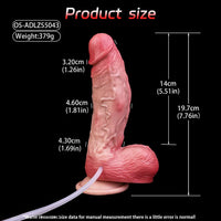 7.76in Flesh Lifelike Liquid Silicone Double Layer Realistic Cumming Dildo