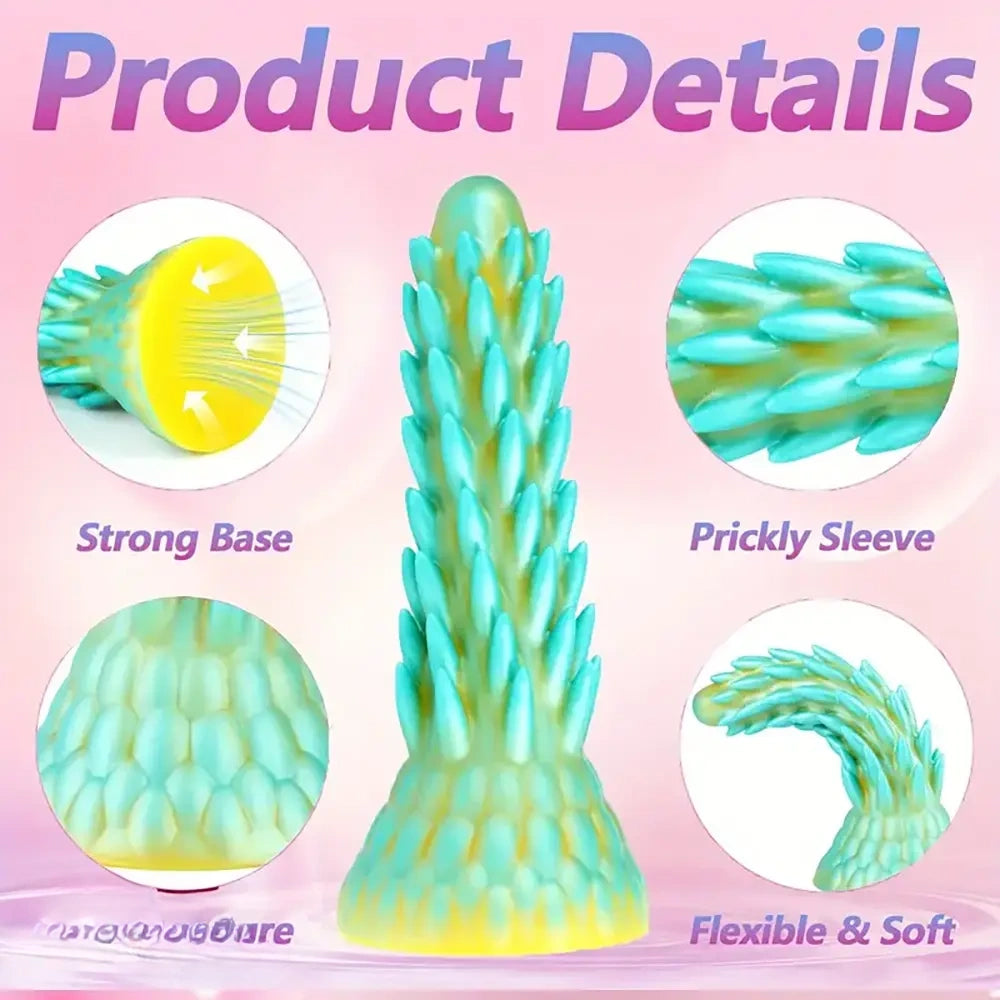 7.7in Dragon Design Spiked Silicone Dildo Monster Butt Anal Massager