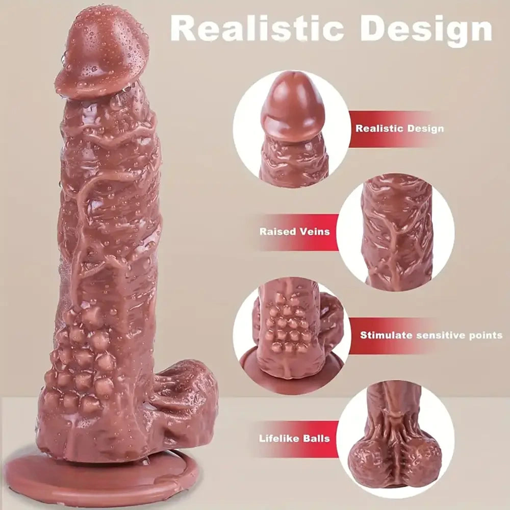 7.7in Real Spots PVC G-Spot Stimulator Dildo For Hands-Free Sex Play